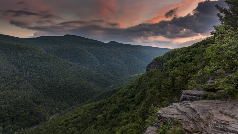Coloful sunset over the Kaaterskill Clove in the Catskill Mountains
