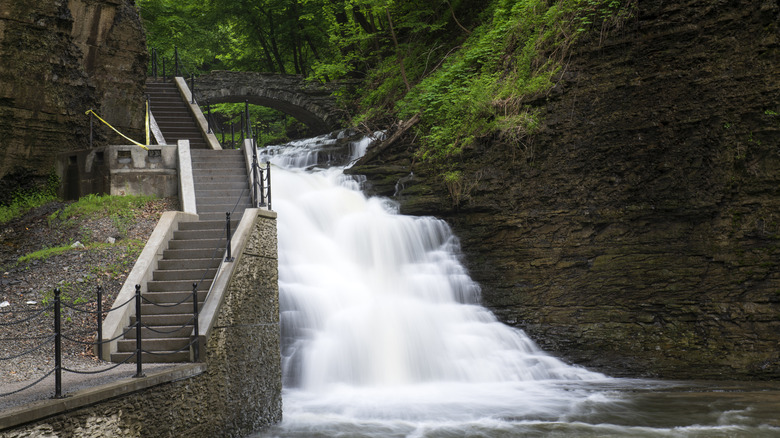 The Cascadilla Gorge Trail with its many stone stairs