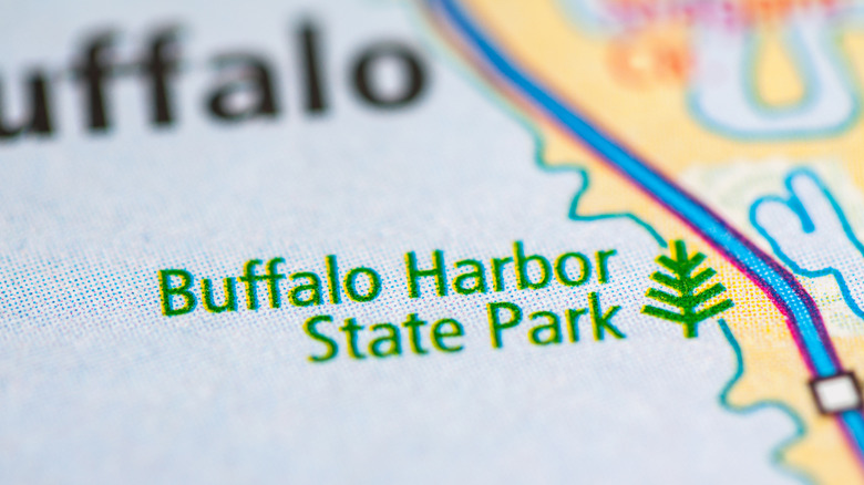 A map view of Buffalo Harbor State Park