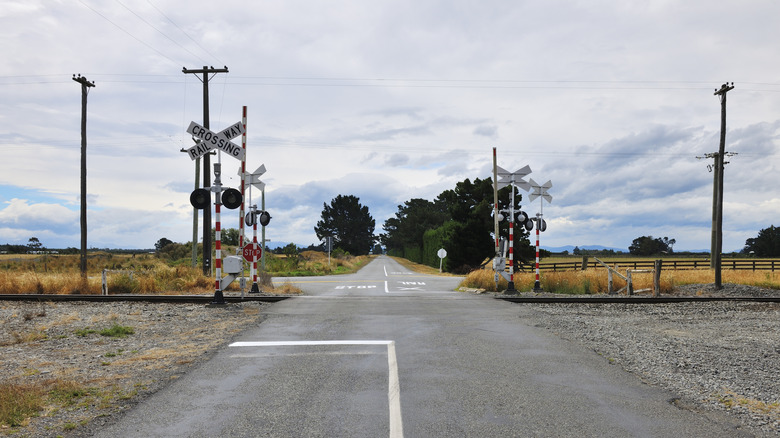 Railway Crossing, Hampden, Otago, South Island, New Zealand