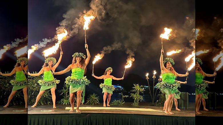 Women performing during Drums & Dances of Polynesia at The Royal Sonesta Kaua'i Resort Lihue