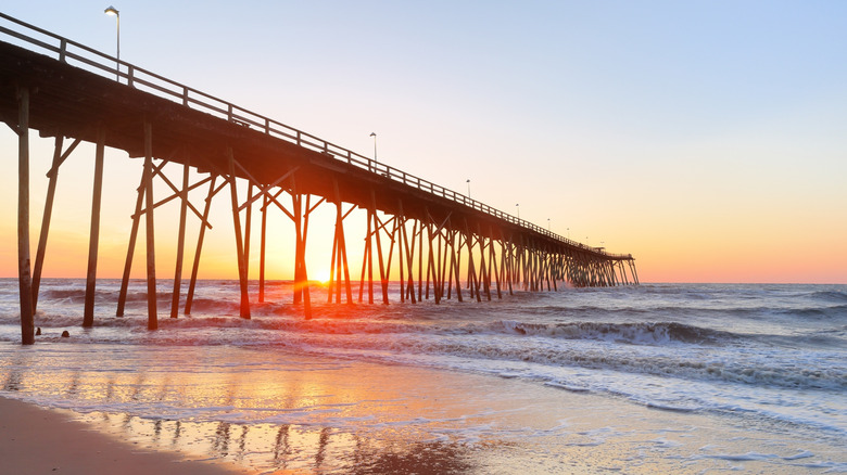 Sunrise viewed from the Kure Beach fishing pier in North Carolina