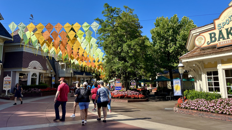 Colorful kite decorations at Dollywood in Pigeon Forge, Tennessee.