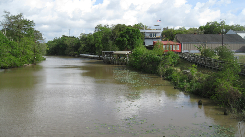 Downtown New Iberia seen from Bayou Teche River