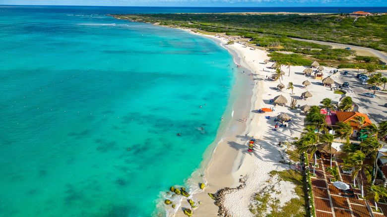 An aerial view of Baby Beach, Aruba