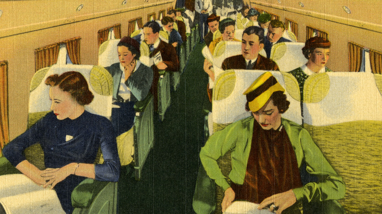 Postcard showing the interior of Eastern Airlines plane
