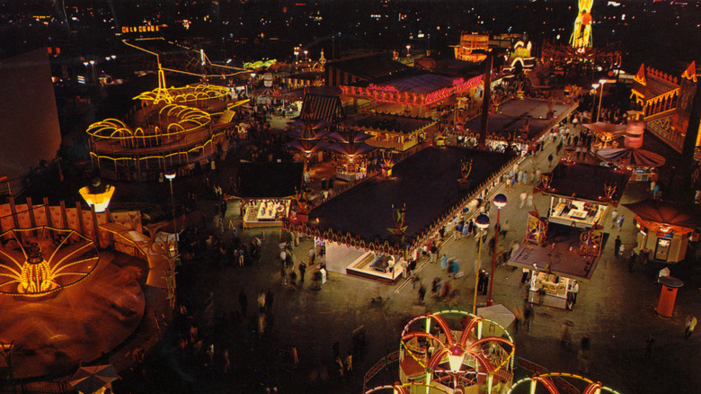 A night view of the Gayway amusement park at the 1962 World's Fair in Seattle