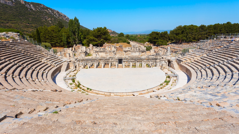 View from the top of the ancient Great Theater in Ephesus, Turkey