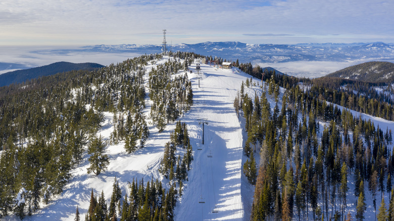 Snow-covered slopes at 49 Degrees North Ski Resort, Chewelah, Washington
