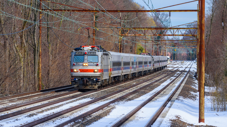 SEPTA train arrive in Wayne, Pennsylvania