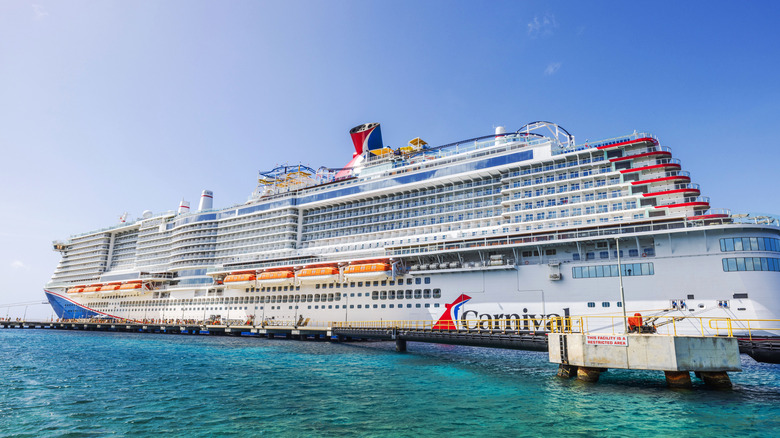 Aerial view of a Carnival cruise ship at sea