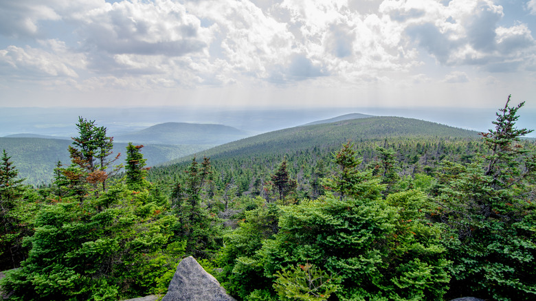 Mountains over Lac-Mégantic in Quebec, Canada