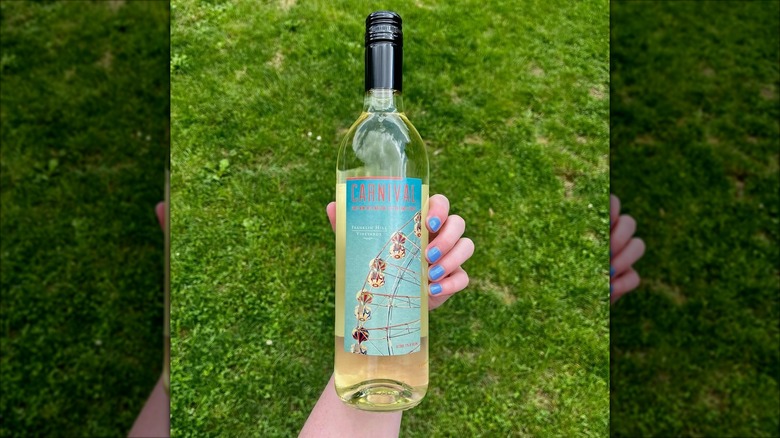 A bottle of cotton candy flavored wine from Franklin Hill Vineyards