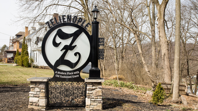 a sign with the name of the town zelienople