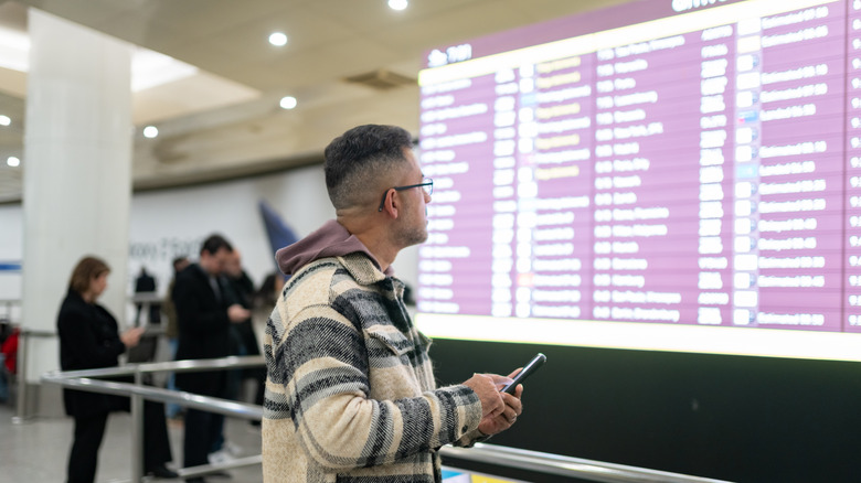 A tourist in Lisbon Airport
