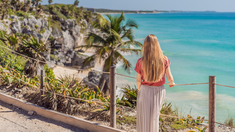 Tourist enjoying the view in Tulum