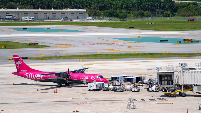 Silver Airways airplane at the airport in Fort Lauderdale