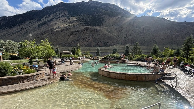 The pools at Yellowstone Hot Springs near Gardiner, Montana