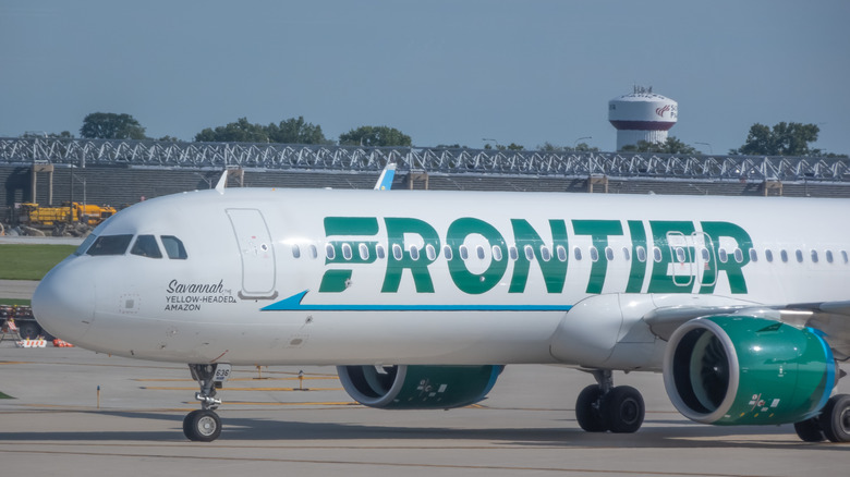 A Frontier Airlines plane in Chicago