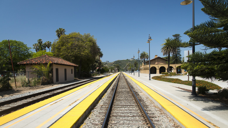 View of Santa Barbara's Amtrak station from the tracks