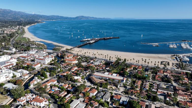 overhead shot of Santa Barbara and its waterfront