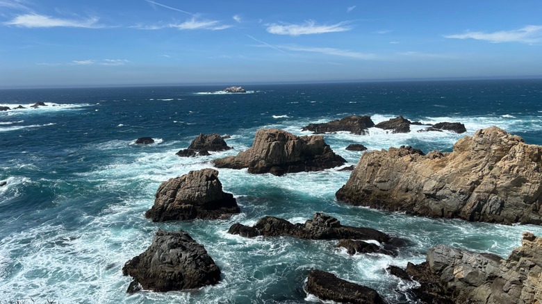 Rocks dotting the azure Pacific Ocean along Big Sur