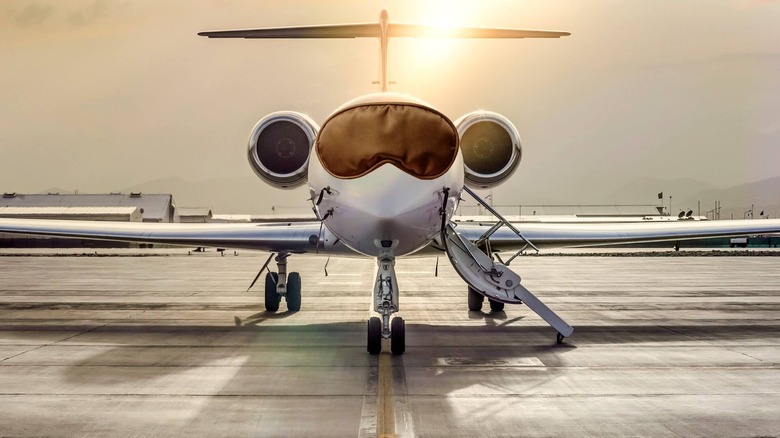 Chapman Freeborn's private plane on the runway