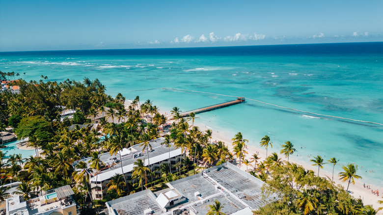 Drone shot from Bávaro Beach in Punta Cana in the Dominican Republic