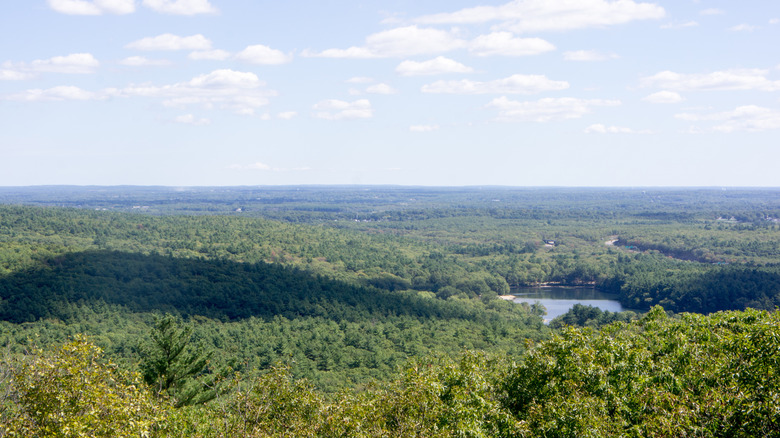 View from the lookout at Great Blue Hill in Blue Hills Reservation, Massachusetts.
