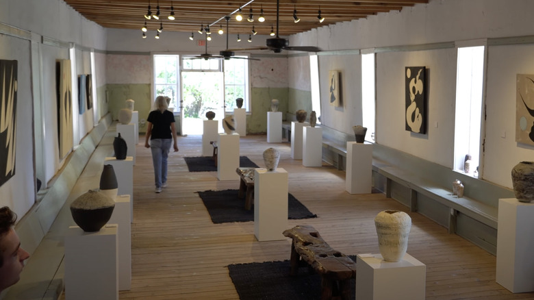 Sculptures and paintings in Robert King's Duende Gallery