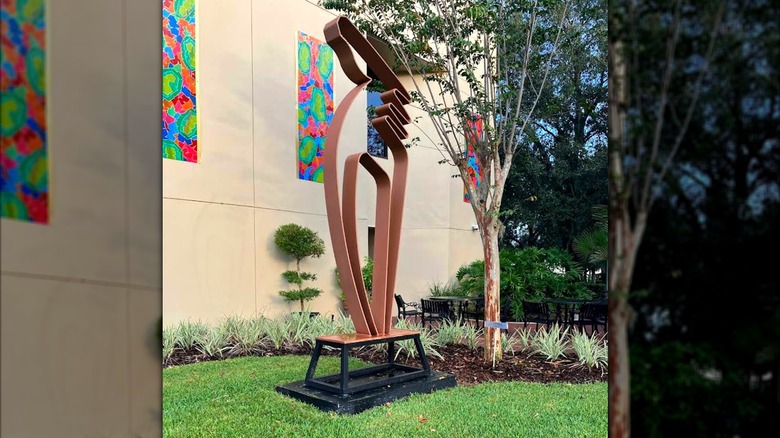 Multi-colored flat panels and a three-dimensional installation outside City Hall, Casselberry, Florida