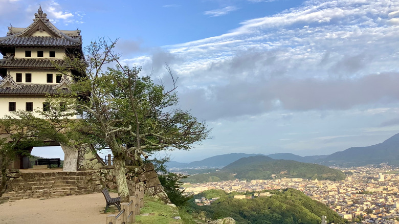 The Sumoto Castle overlooking Awaji Island in Japan
