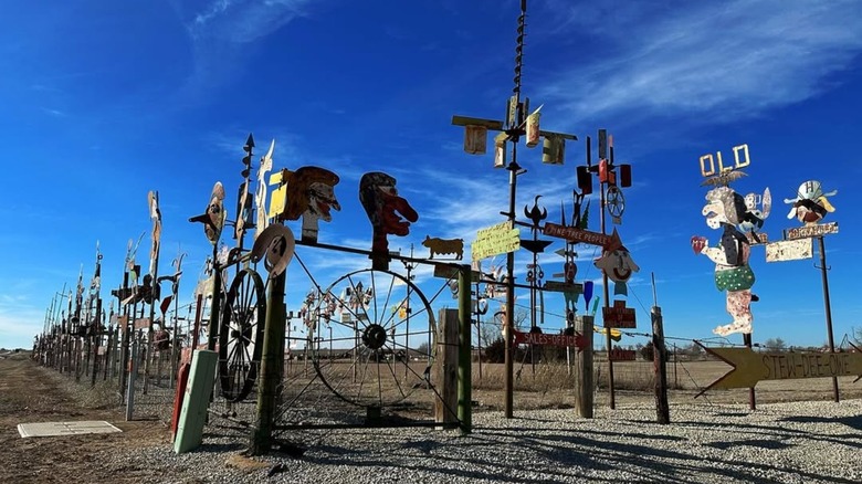 Metal sculptures in M.T. Liggett Art Environment in Mullinville, Kansas