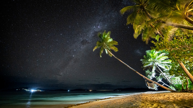 Milky way visible from beach view at night