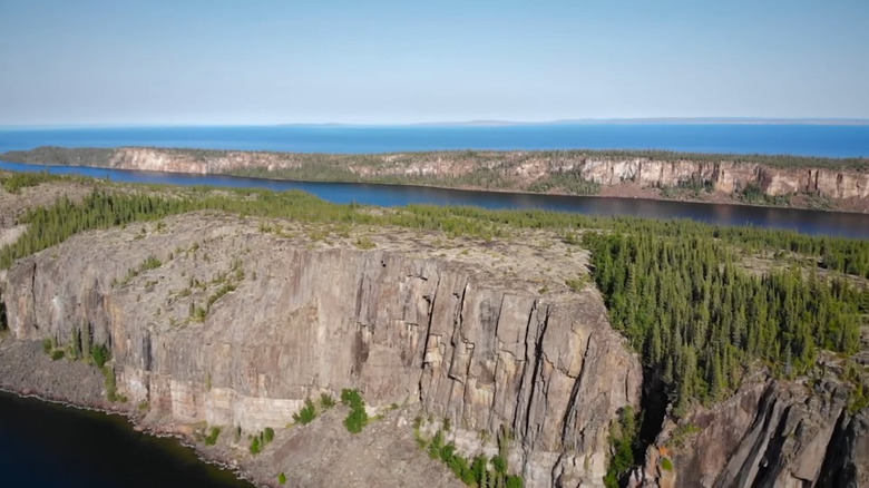 Sheer cliffs at Thaidene Nëné National Park Reserve