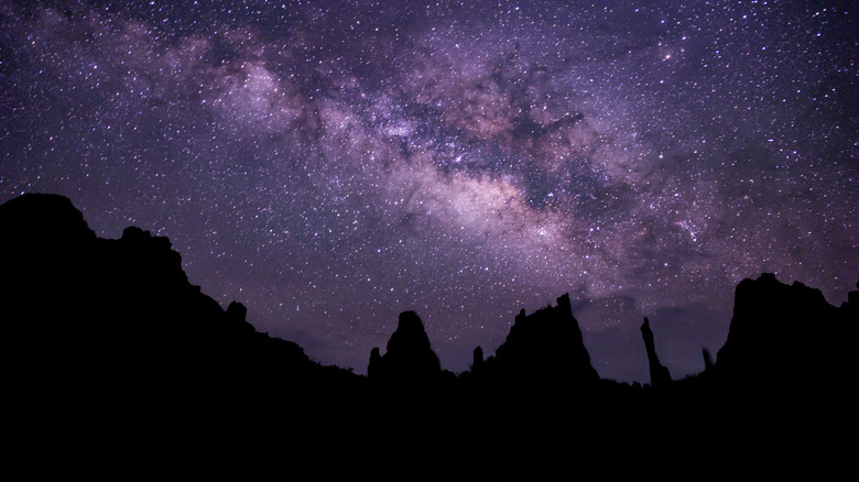 Milky Way at night over mountains