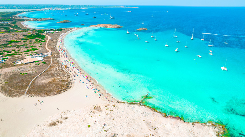 Turquoise water white sand Ses Illetes Beach