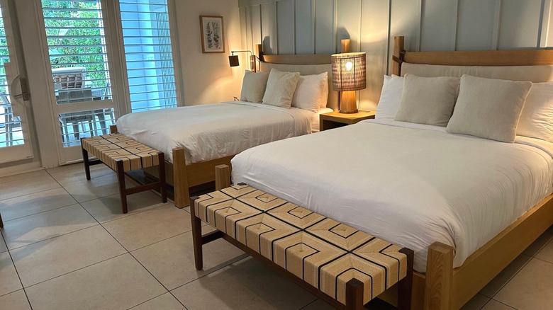 A bedroom at the Islander Resort