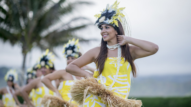 Women dancing hula in Hawaii
