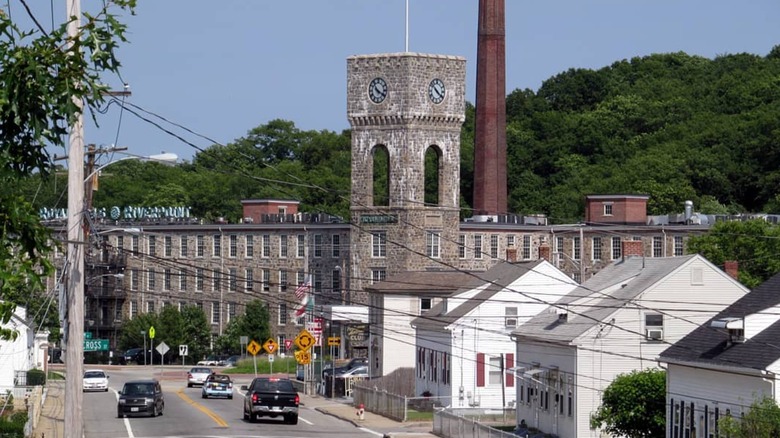 Royal Mills building and streets in West Warwick, Rhode Island