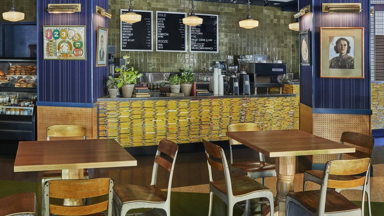 Interior of Poindexter Coffee, a cafe inside Graduate by Hilton Providence, a historic hotel in Rhode Island