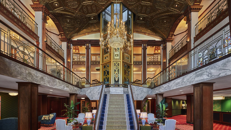 Interior view of the lobby of Graduate by Hilton Providence, a historic hotel in Rhode Island