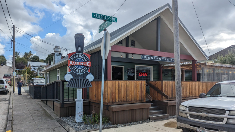 This is a picture of the Railroad Cafe in Myrtle Point Oregon