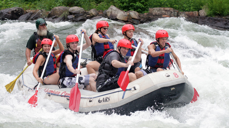 A group whitewater rafting on the Ocoee River