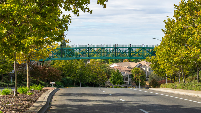 Footbridge over a street in Rocklin, California