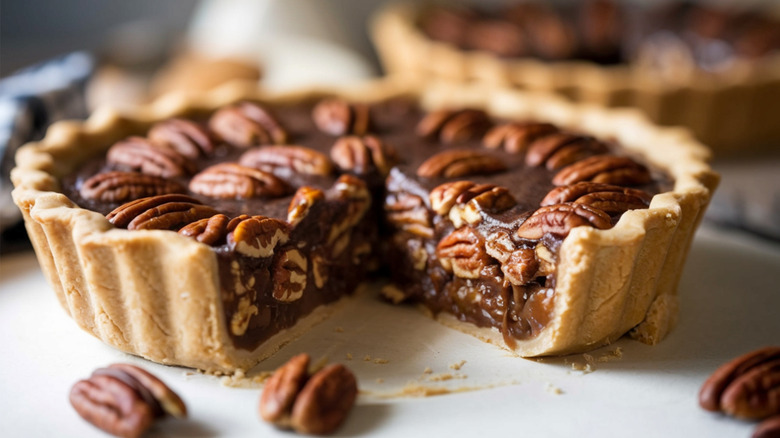 Cross sections of a pecan pie