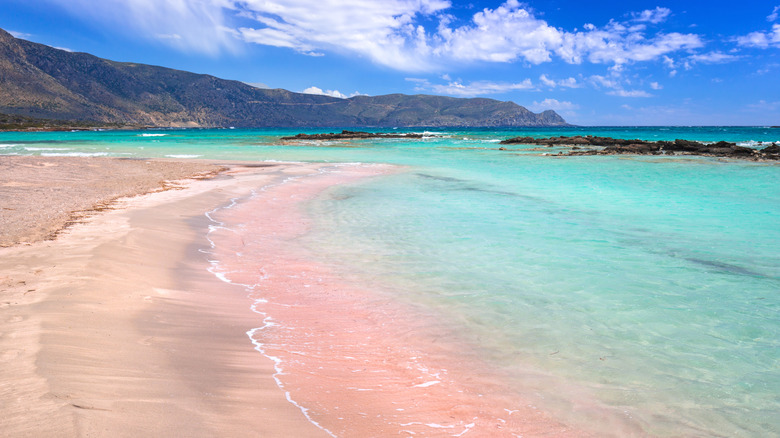 Pink sand at Elafonissi Beach in Crete