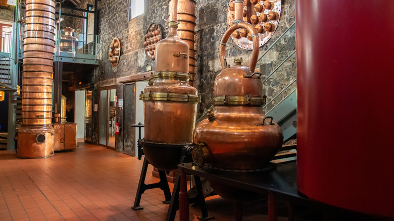 Inside a Martinique rum distillery