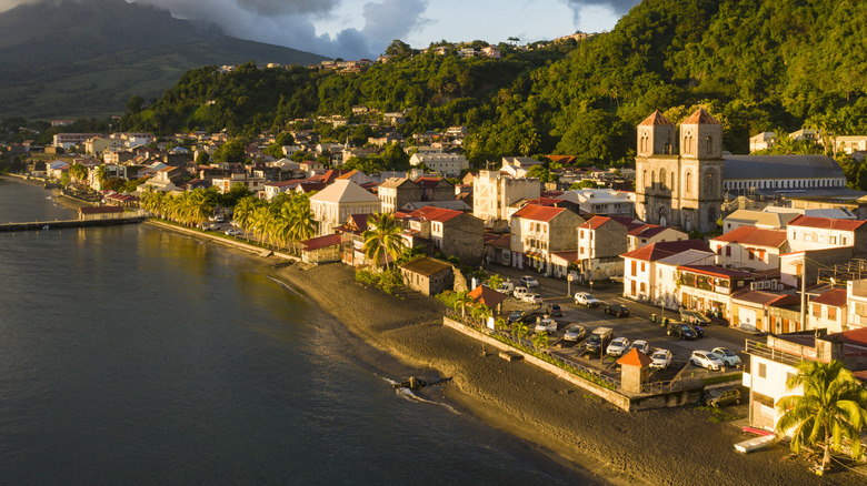 Buildings with orange rooftops on the island of Martinique