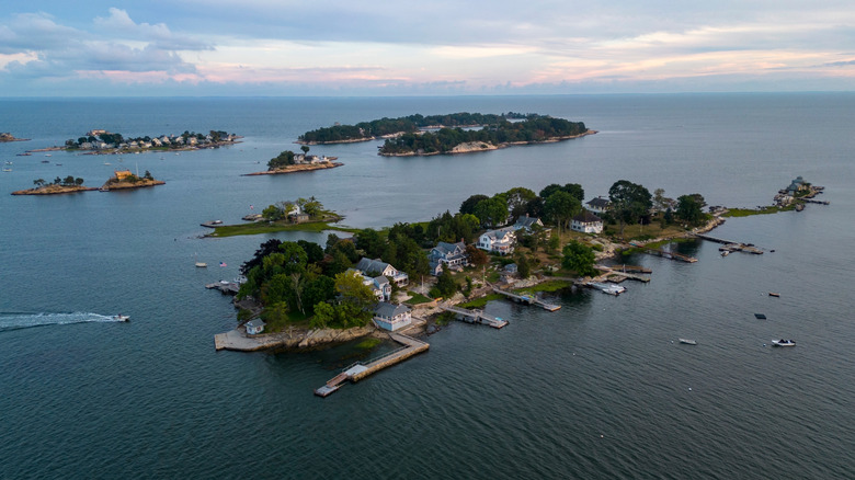 The Thimble Islands around Branford, Connecticut, from above